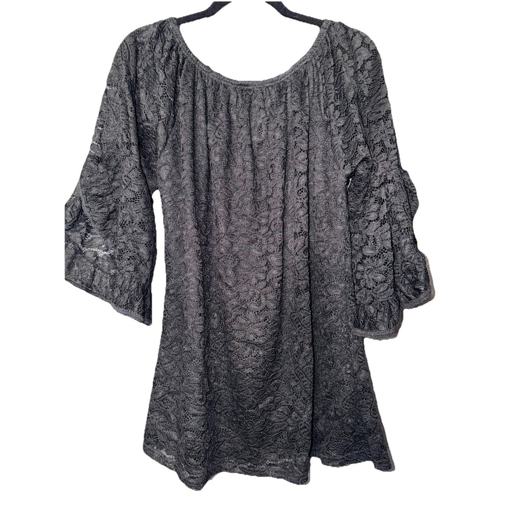 Lildy Lace Fairy Tunic Top L XL Stretch Sheer Flutter Sleeve Whimsigoth Romantic